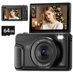 4K Digital Camera for Photography, Autofocus 64MP Vlogging Camera for YouTube wi